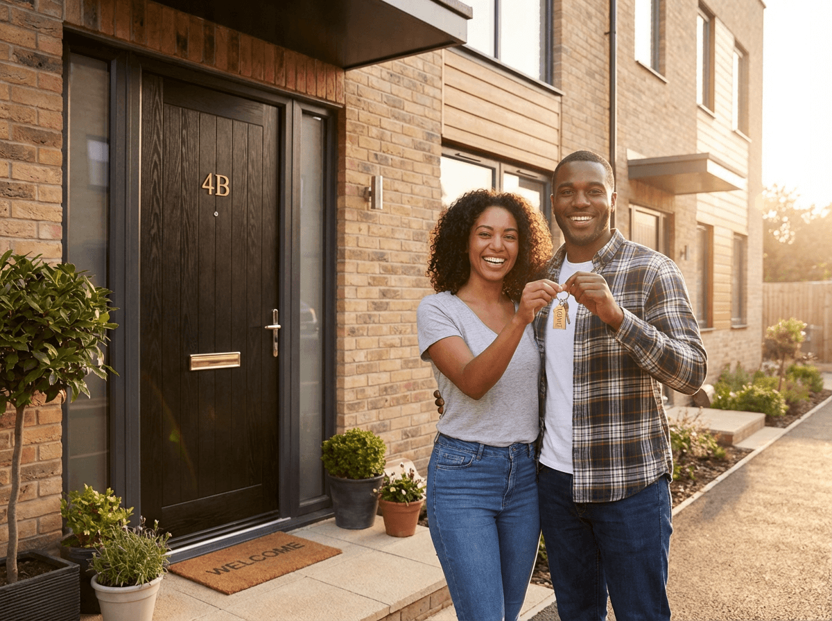 Couple with apartment keys
