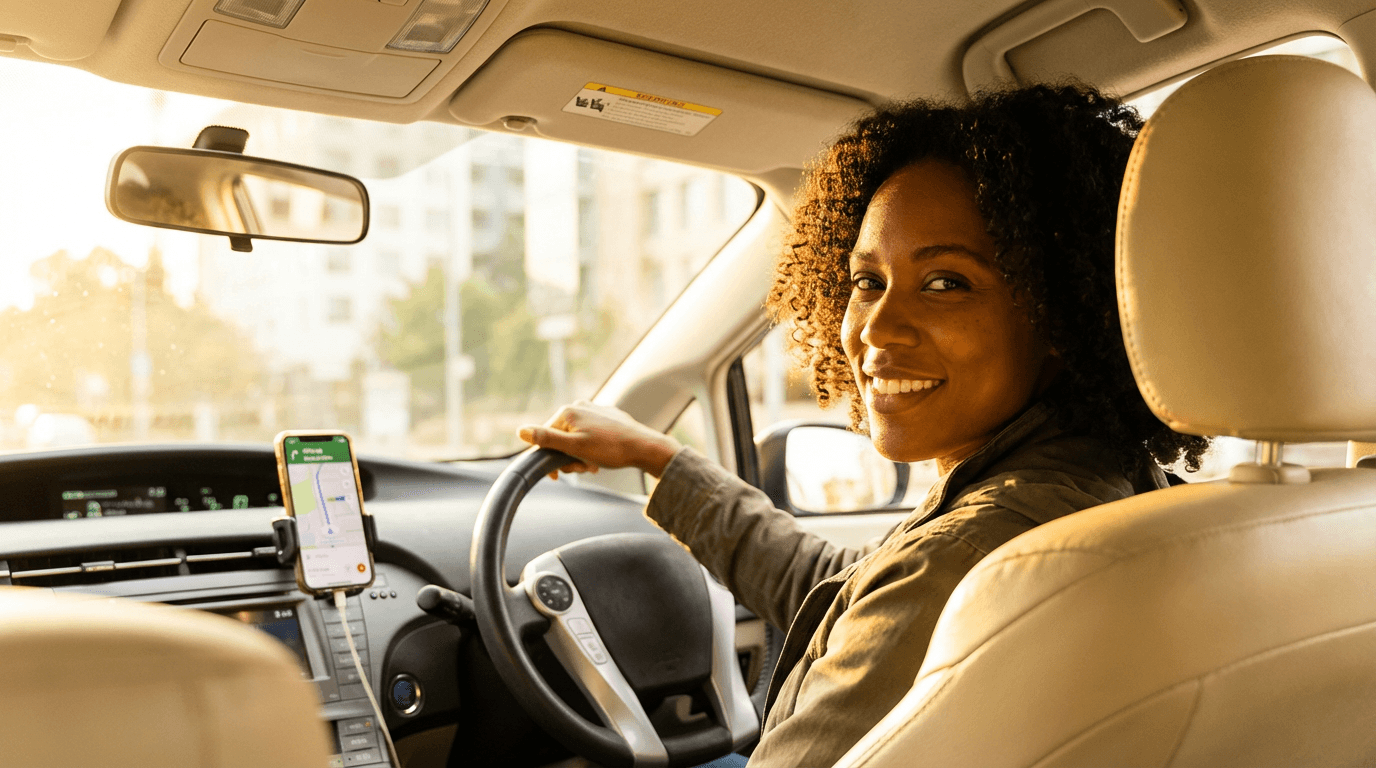 Confident gig economy driver